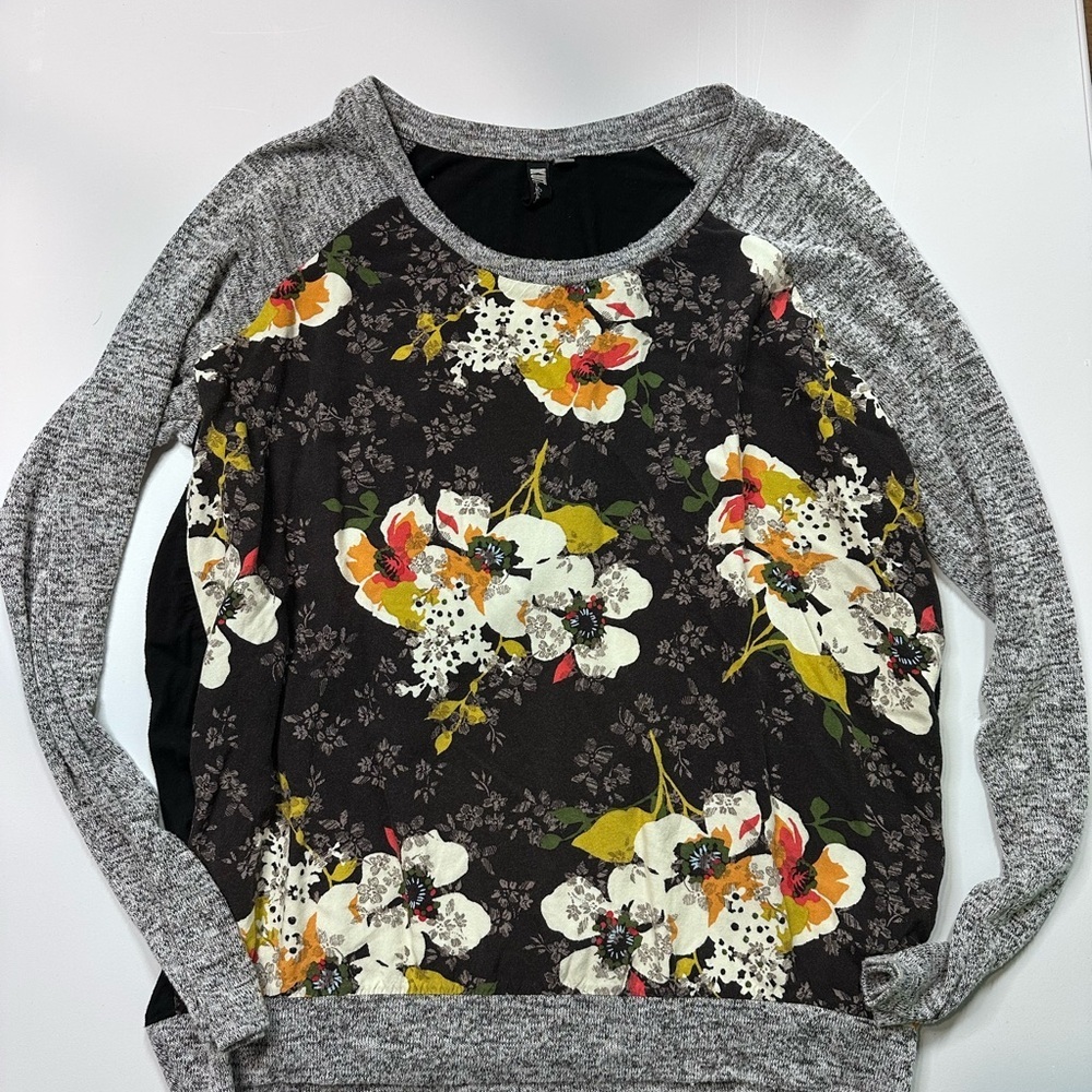 Kut from the Kloth Floral Print Blouse - Black and Gray